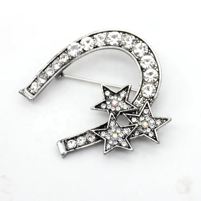 Jewelry Lucky Stars Good Luck Western Cowboy Horseshoe U shape Rhinestone Brooch Pin Women Jewelry