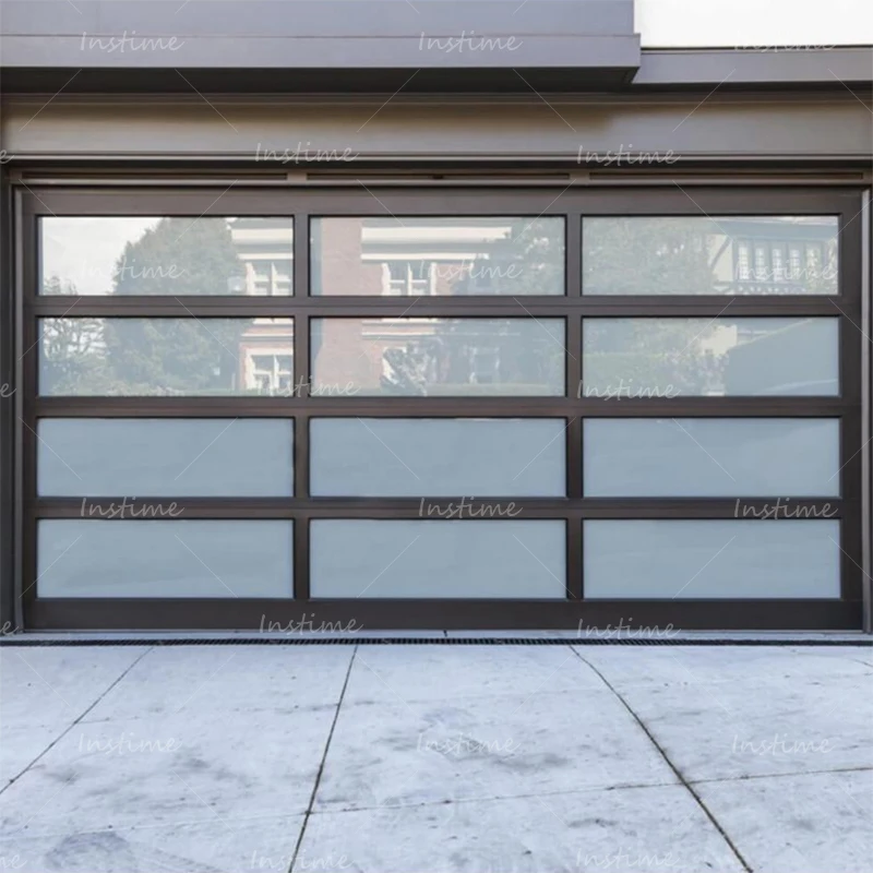 Instime Modern Design Smart Automatic Motor Lift Garage Door Double Track Aluminum Alloy Garage Doors For Villa