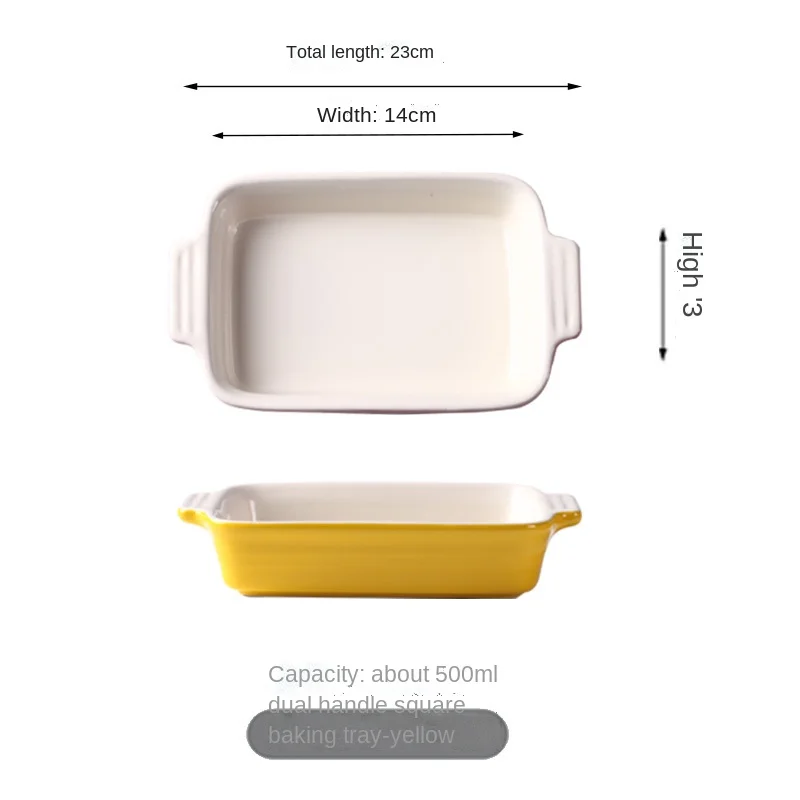 Ceramic Binaural Baked Rice Bowl Lasagna Baking Oven Dish Plate ceramic plates for wedding_8