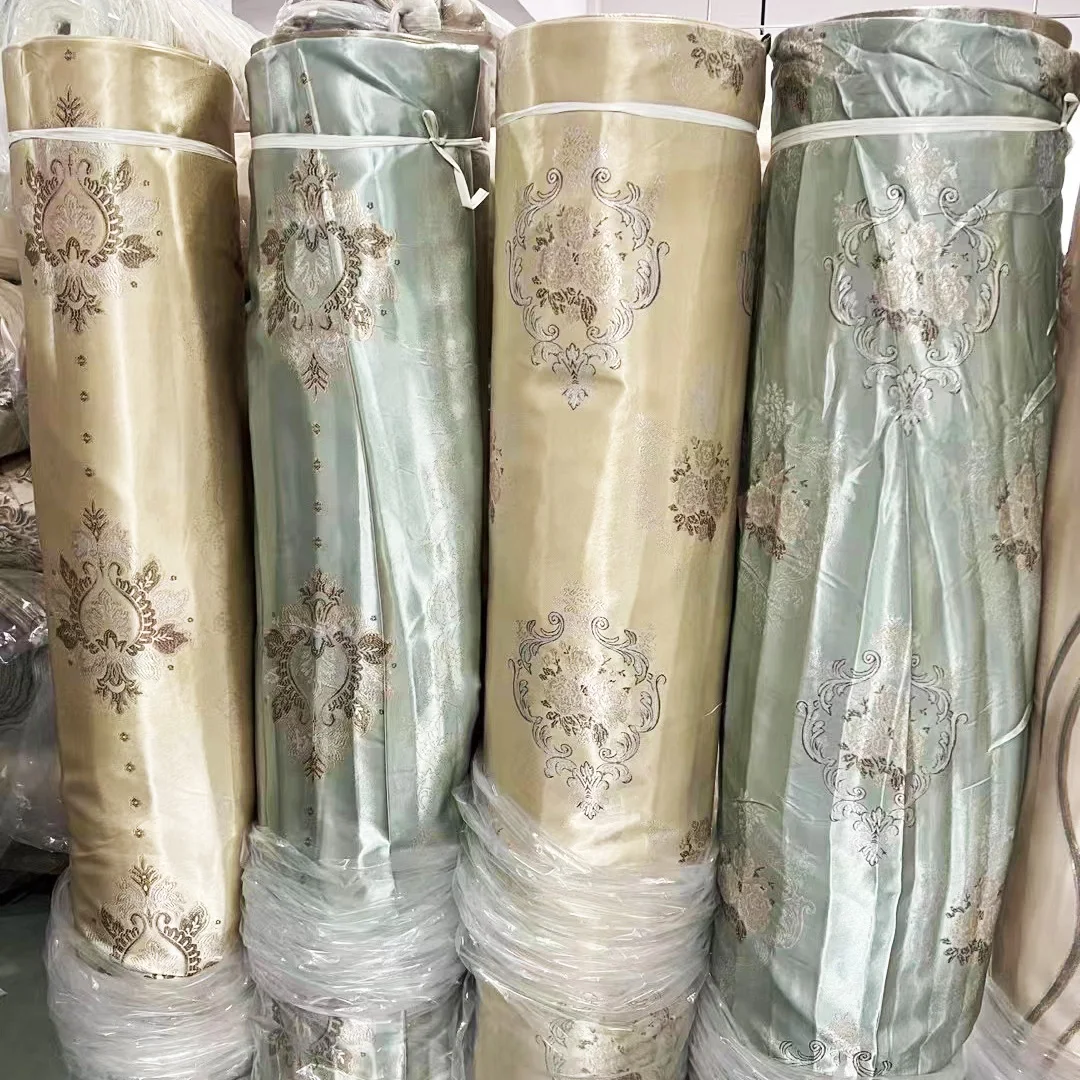 Low MOQ Stock Roller Polyester Jacquard Curtain Fabric Hotel Blackout Curtain Fabric