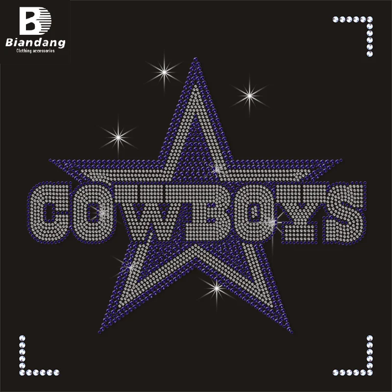 Dallas Cowboys Iron on Rhinestone Transfer Designs NFL Crystal Stones Sheets for Clothing Jackets