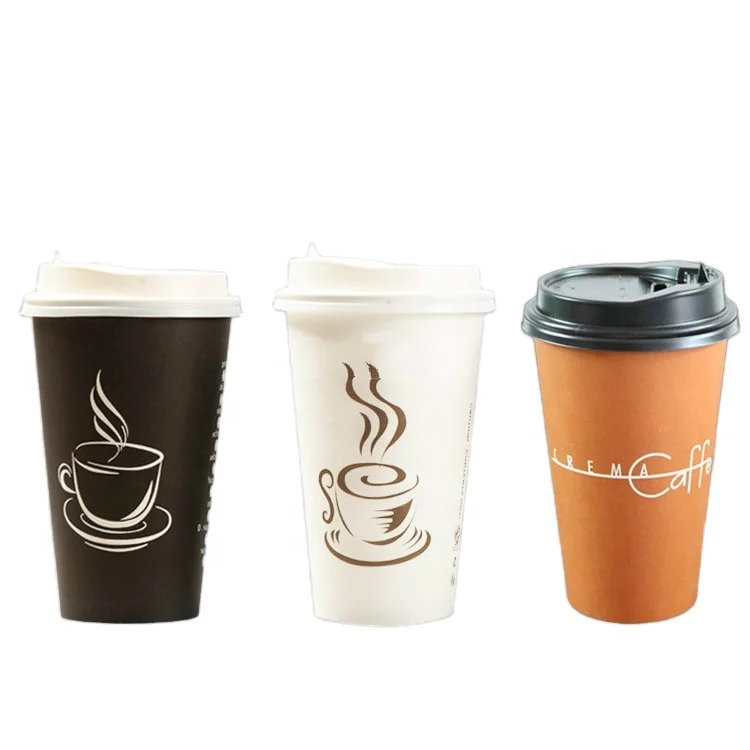 Factory Wholesale Custom Disposable Insulated Double Paper Coffee Cup With Lid