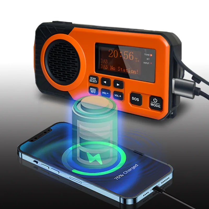 DELANHUWI Solar Power Outdoor Multi-Function Emergency Radio with Dab+fm Digital Tuning Flashlight & Camping Reading Lamp
