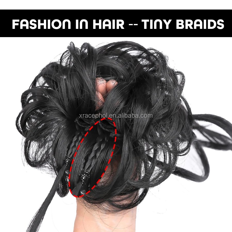 Wholesale Synthetic Curly Chignon Braided Messy Bun Hair Piece 12 Colors Fashion Hair bun For women