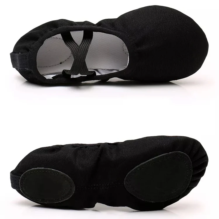Wholesale OEM Pink Black Tan Brown Foldable Disposable Dance Shoes Cheap Girls Stretch Canvas Dance Ballet Shoes
