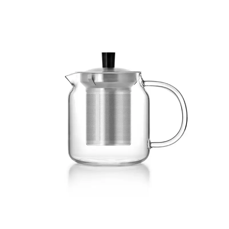 Best Selling 304 Stainless Steel Lid Borosilicate Glass Teapot Heat Resistant Handmade Glass Teapot With Stainless Steel Infuser