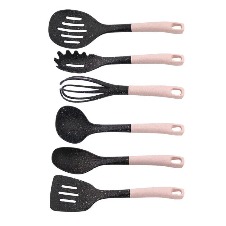 Food grade Nylon silicone kitchenware series nylon silicone kitchen utensil of 6pcs with colorful handle