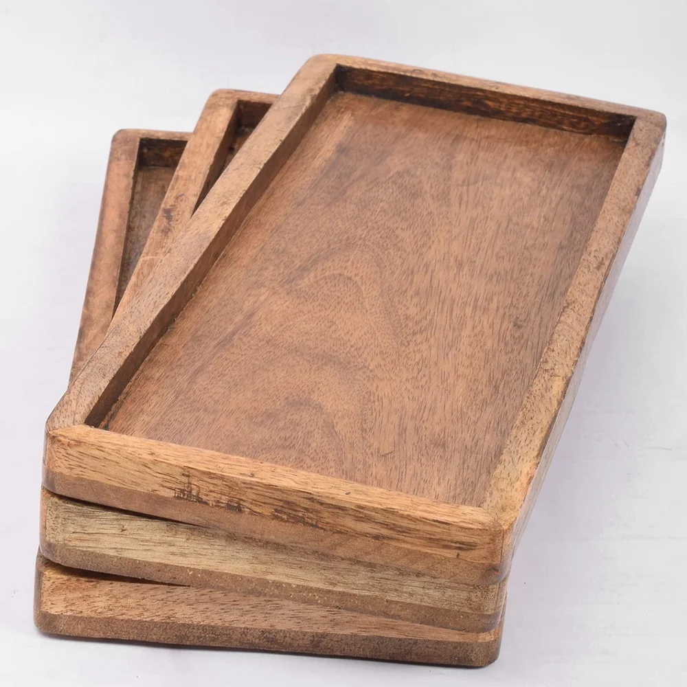 Wholesale acacia wood coffee table breakfast tray sushi food wood tray custom wooden serving tray platter