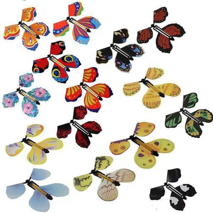 Artificial magic flying butterfly worked by elastic band tricks change hands funny prank joke mystical fun surprise gift toy