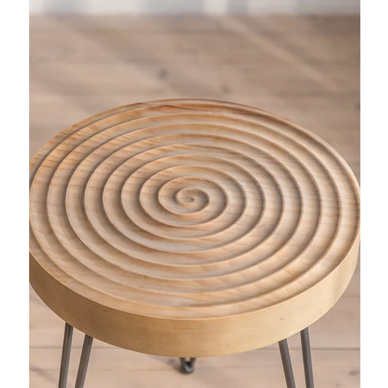 Japanese Small Living Room Side Table Set Rustic Mini Solid Wood End Coffee Table Oak Round Wooden End Side Table