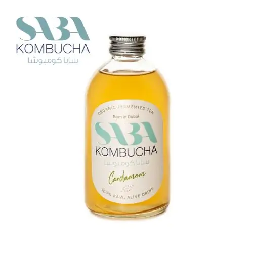 High-Quality Saba Plant Based Kombucha: Cardamom Flavor in a Box of 12 PCS, Health-Conscious, Made In UAE