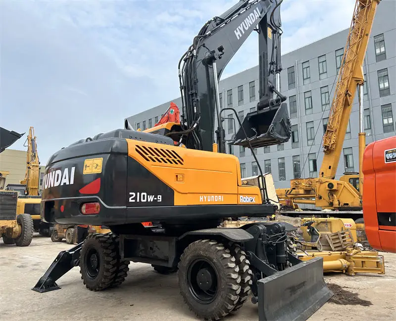 Used Hyundai 210w-9 wheel excavator 210 excavators original condition machinery construction equipments for sale