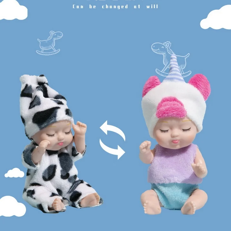 8PCS tiny dolls silicone princess mini dolls with handmade clothes cute mini sleeping dolls