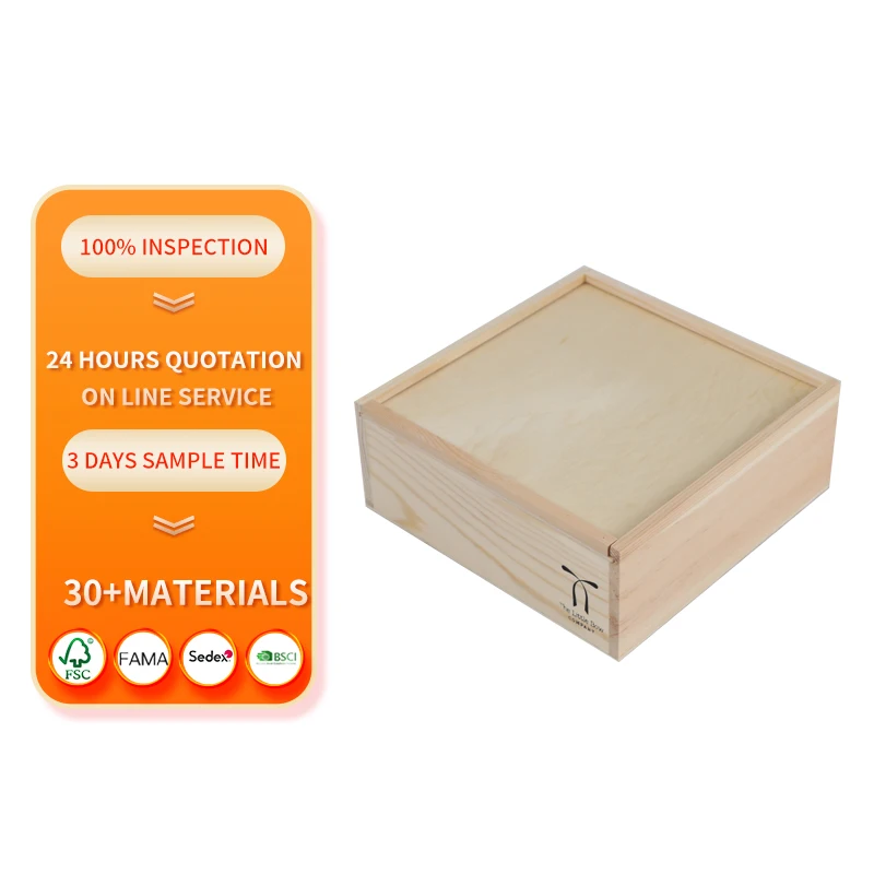 Large Wooden Box with Hinged Lid Solid Wood Memory Box with Lock Natural Keepsake Wholesale Ceramic Cup Gift Packaging Box