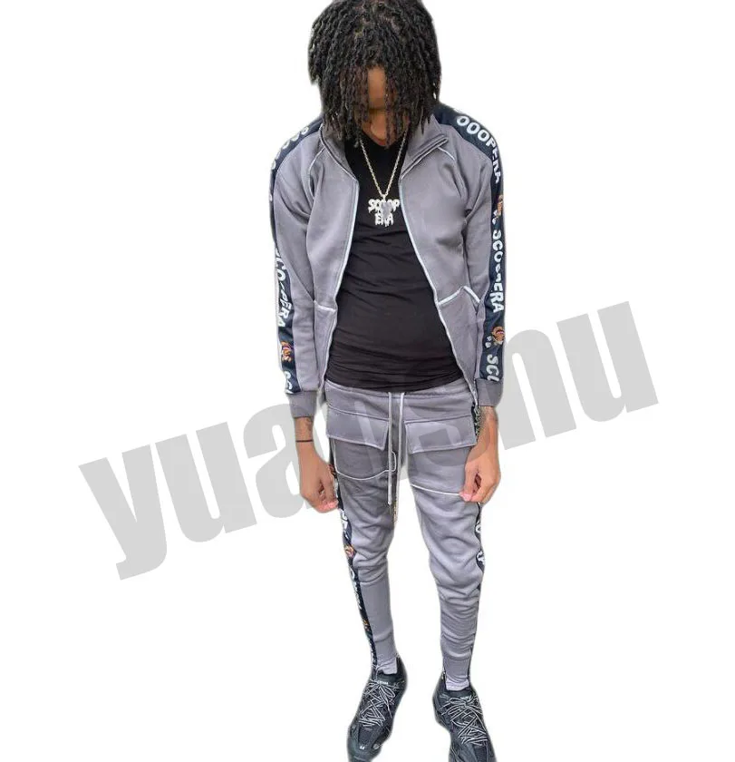 Custom men high quality streetwear Sweatsuit striped 3m reflective tracksuit