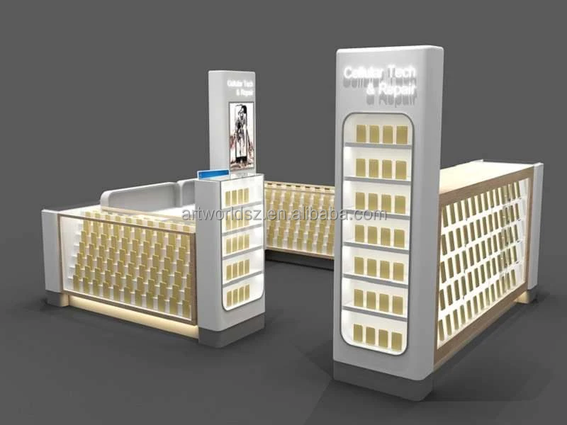 Artworld Displays Cellular Cell Phone Accessory Retail Kiosks Design W/ Phone Fix Counters Combined