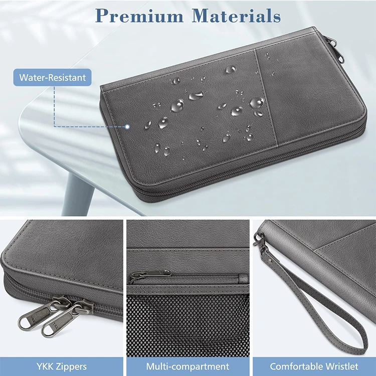 QQgift Custom Logo Family Passport Holder Wallet RFID Blocking Travel Document Organizer passport Bags Credit Cards wallet