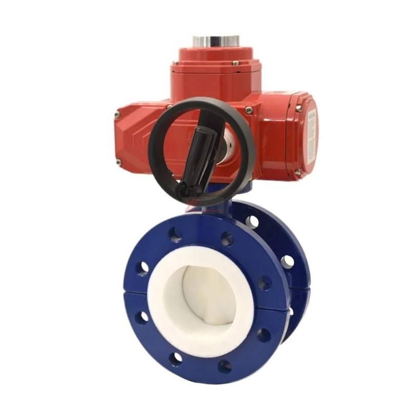 ANSI 150LB Stainless Steel 304 316 JIS 10K Pn16 WCB FEP F46 PFA Fluorine Lined Motorized AC220V Electric Flanged Butterfly Valve