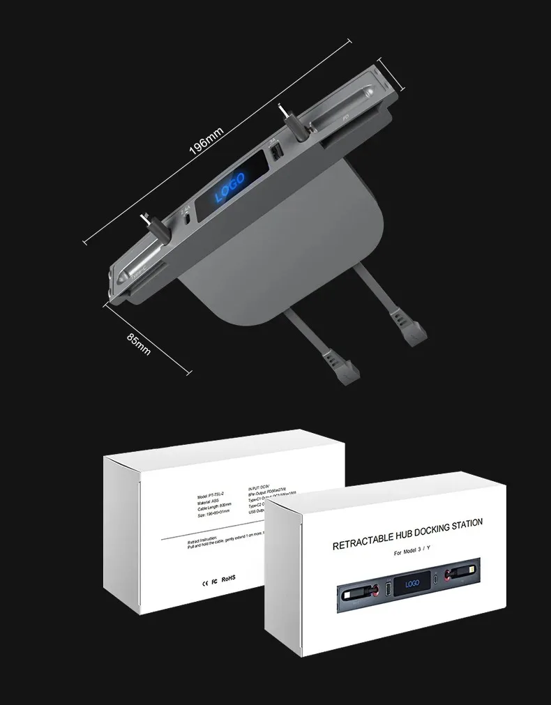 Fast Charge with Cable Adapter for Tesla Model 3 Model Y Accessories 2023 2022 2021 Docking Station of Center Console for Tesla