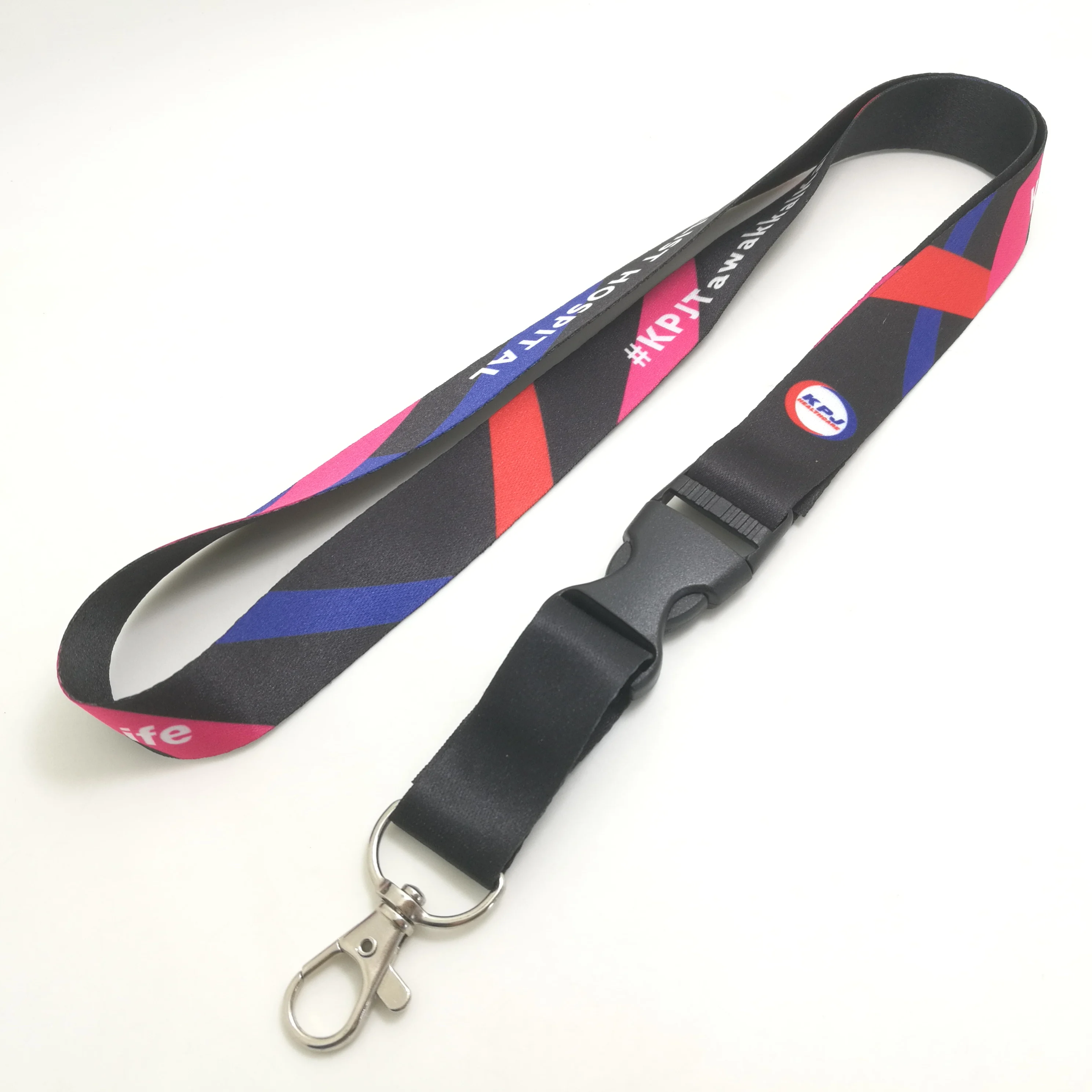polyester lanyard promotional  with custom colorful  print  heat transfer