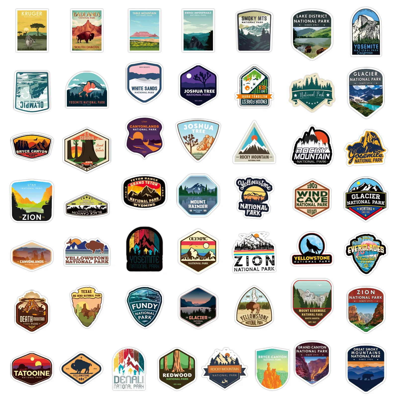 ZY3152X 50Pcs Cartoon Natural Park Scrapbook Graffiti DIY Stickers Decorative Guitar Laptop Luggage Vinyl Waterproof Stickers