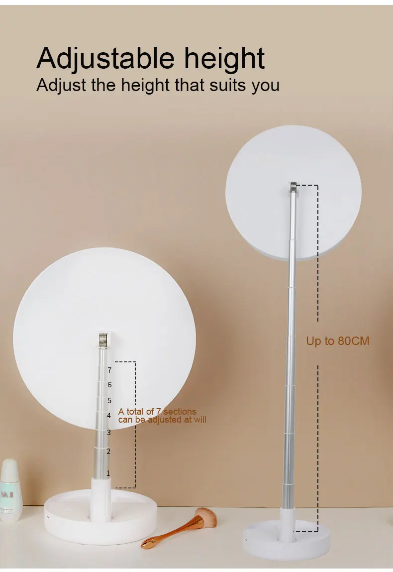 Portable Led Mini Selfie Ring Light Foldable USB Round Ring Light Mirror For Video Live Streaming Makeup