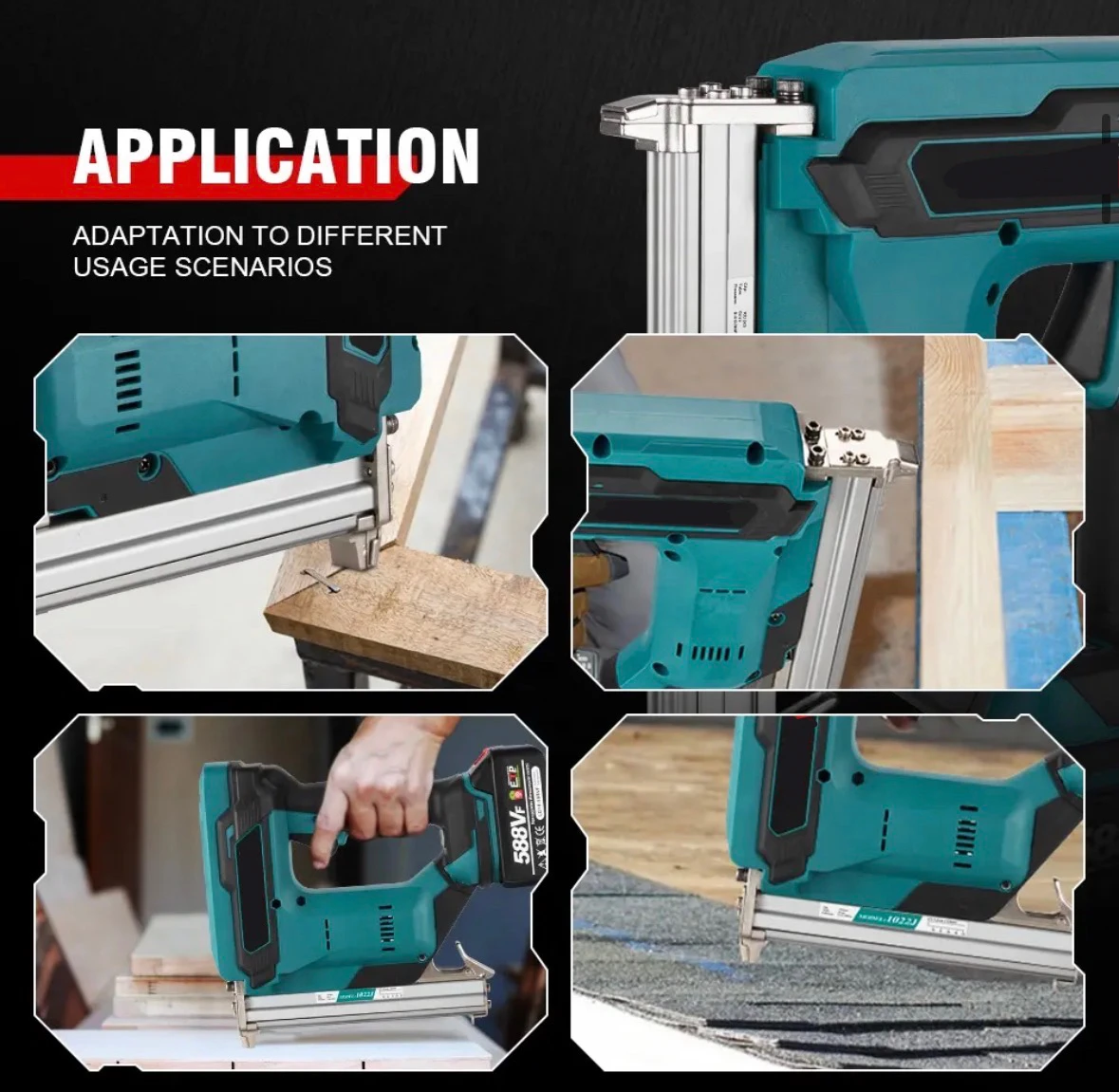 BOLIU Cordless 2Gear Brushless Electric Nail Gun 1022J U Stapler Nailer With 1 Set Nails woodworking Power Tool For  18V Battery