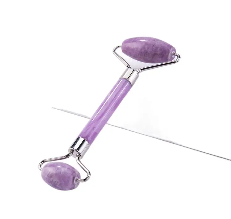 Private label natural Purple Jade custom facial jade skin face stone roller and gua sha massager with box for sale