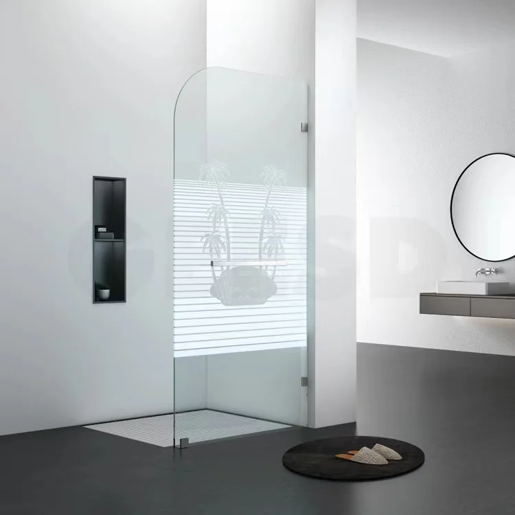 Tempered Glass Frameless Splash Panel With Polished Nickel Hardware