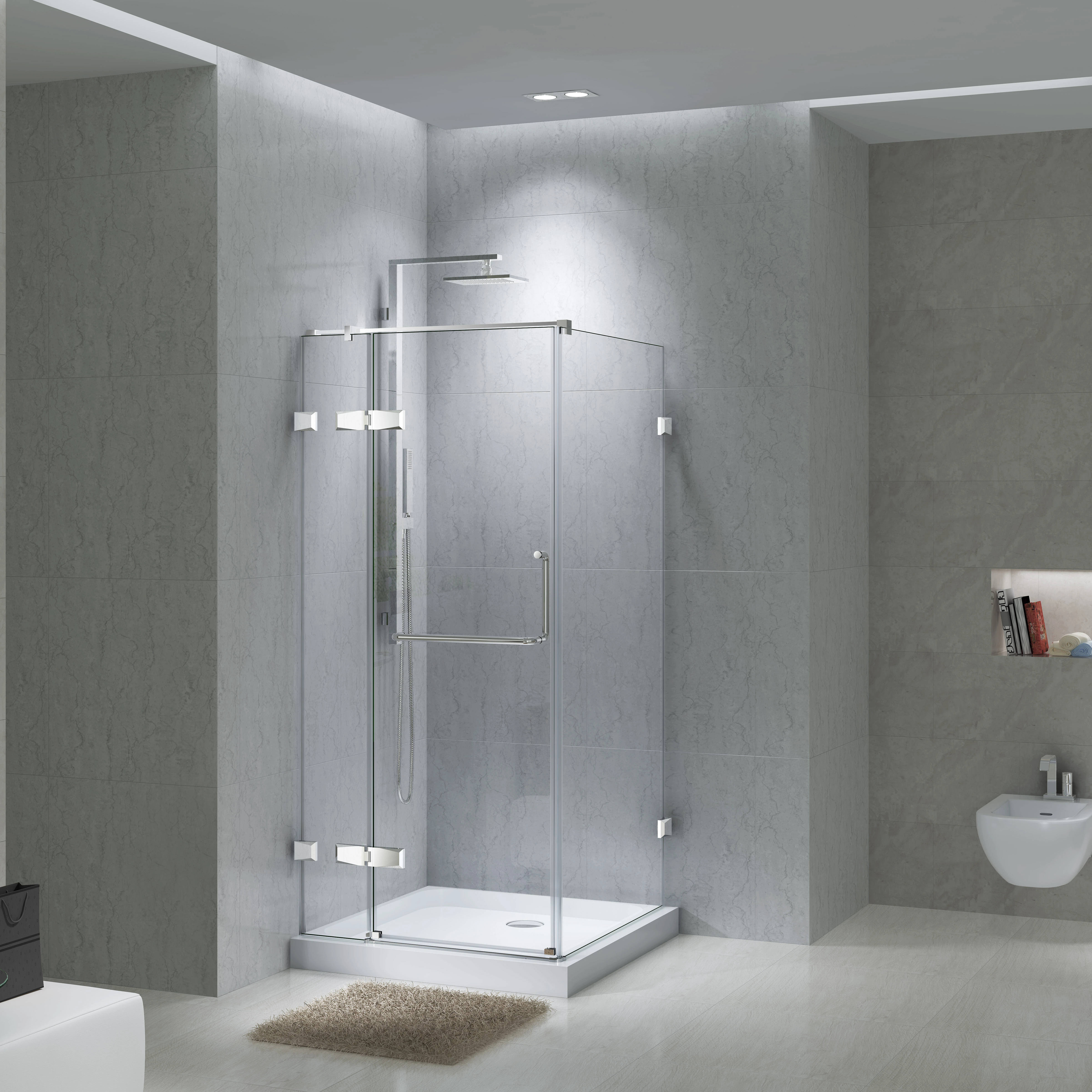 8113S Matte Satin Black Frame 304 SS Soft Close Sliding Tempered Glass Shower Door Clear Sale Choice Blue Customized Steel Anti