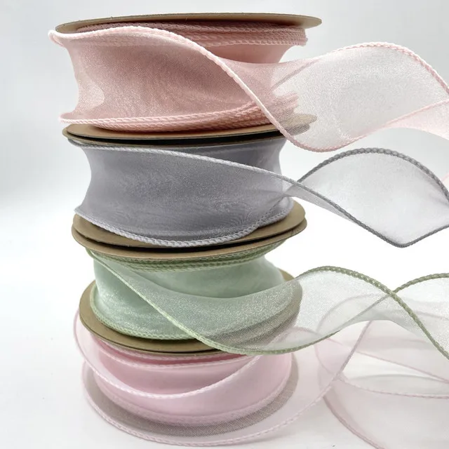 (10Yards/roll)40 mm Wave Silk Organza ribbon Bow material for hair ornament gift wrapping decoration lace ribbons