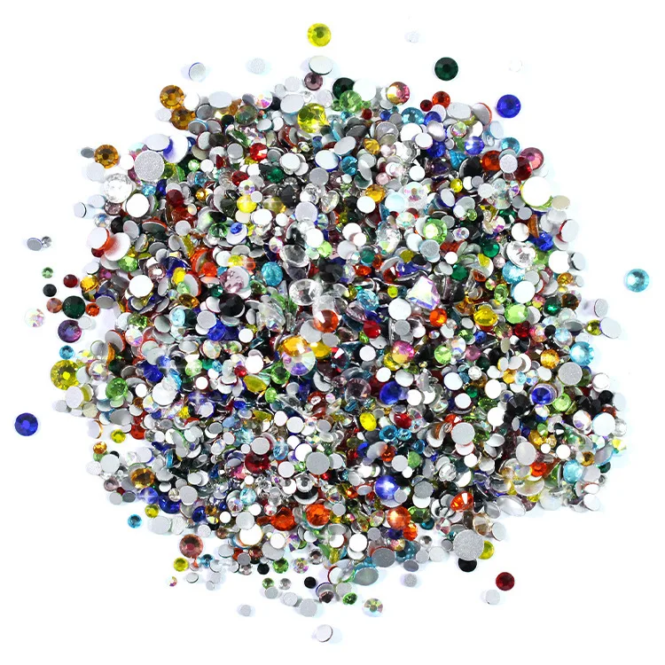 Mixed color resin drill 14 facets 2-6mm 300 nail jewelry in full color