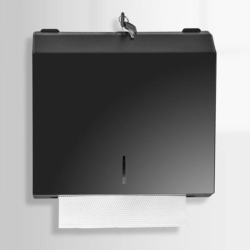 Toilet bathroom towel tissue holder stainless steel large public black roll paper dispenser