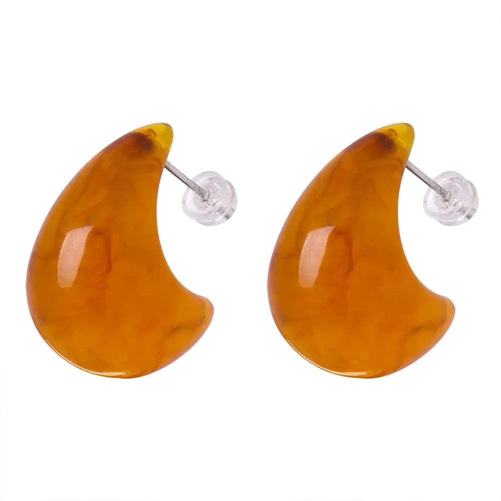 Vershal VSA617 New Arrival Trendy Resin Tear Drop Stainless Steel Exquisite Charm Chunky Waterproof Sweat-proof Resin Earrings