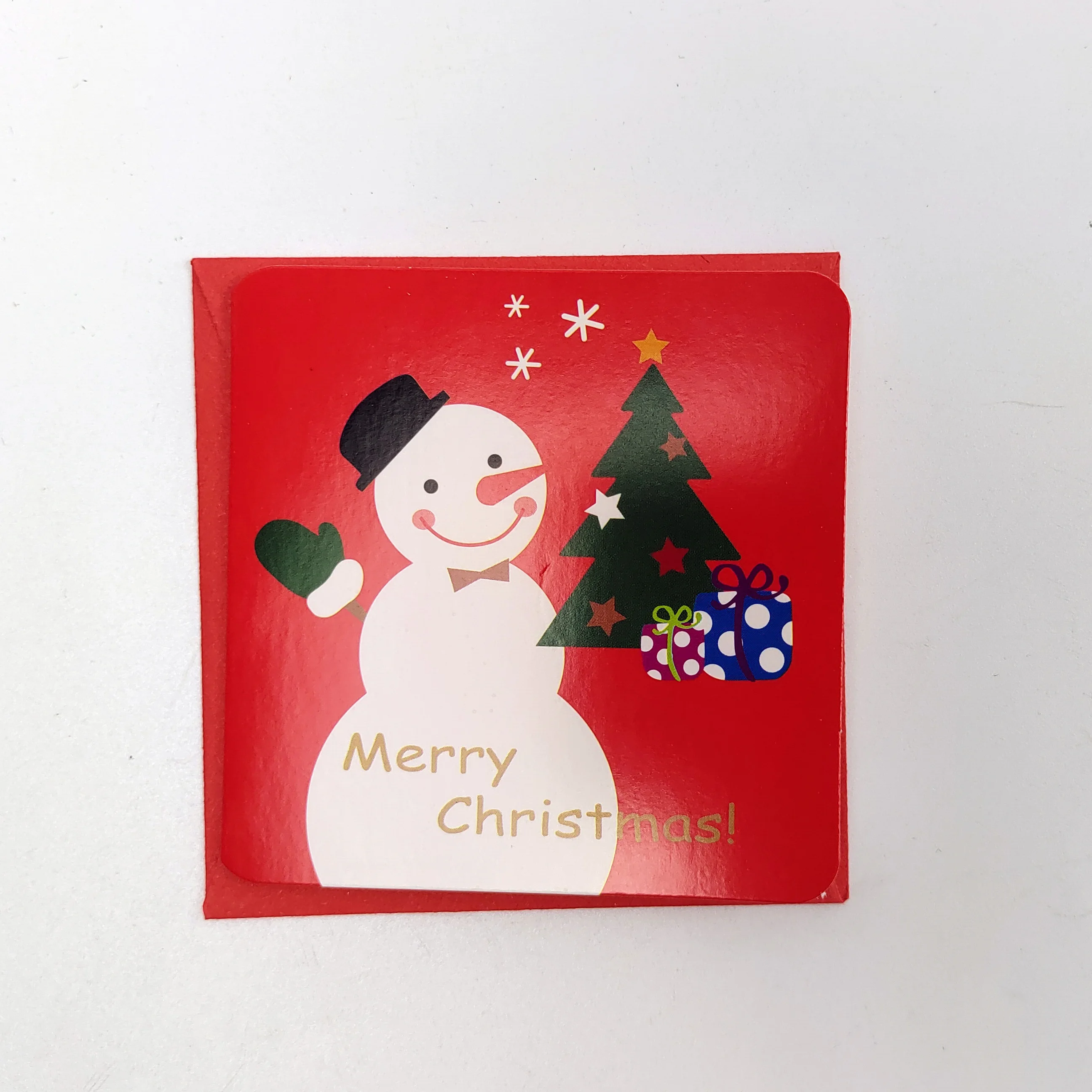 New Style Custom Merry Christmas Festive Cartoon Animal Snowman Mini Greeting Card With Envelope