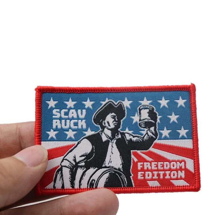 Excellent quality  custom  woven patches logo badges with hook and loop backing