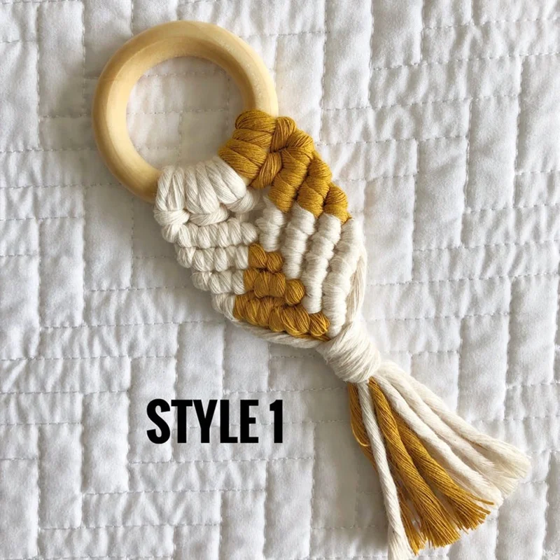 Прорезыватель для зубов «макраме», деревянные игрушки для детей, естественные Прорезыватели для зубов в стиле бохо, подарок для будущей матери