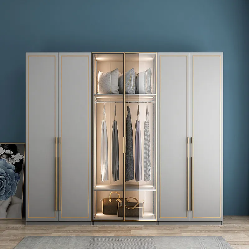 Honsoar wood closet price pole system wardrobe design mirror malaysia furniture manufacturer