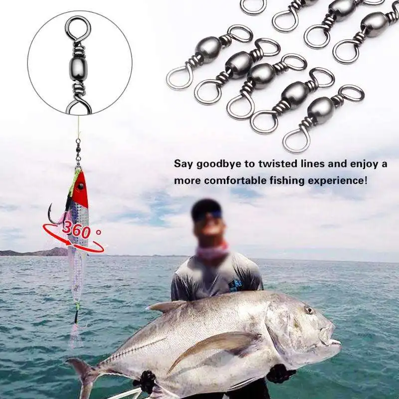 Solid Ring Fishing Tackle Hook Line Connector Copper  Rolling Ball Bearing Fishing Swivel