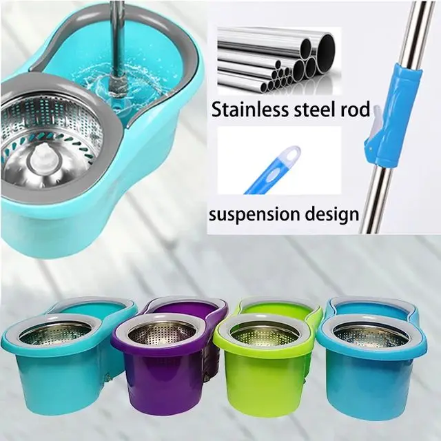 Adjustable 360 Degree Rotating Microfiber Magic Spin Mop and Bucket Set Clean Floor with Customizable Head and Handle