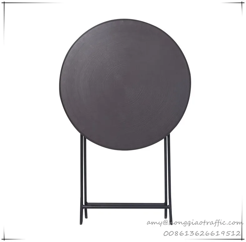 60cm Outdoor Wood Grain Garden Balcony Coffee Table Plastic Folding Round Bar Table Easy Carrying Fold Picnic Table