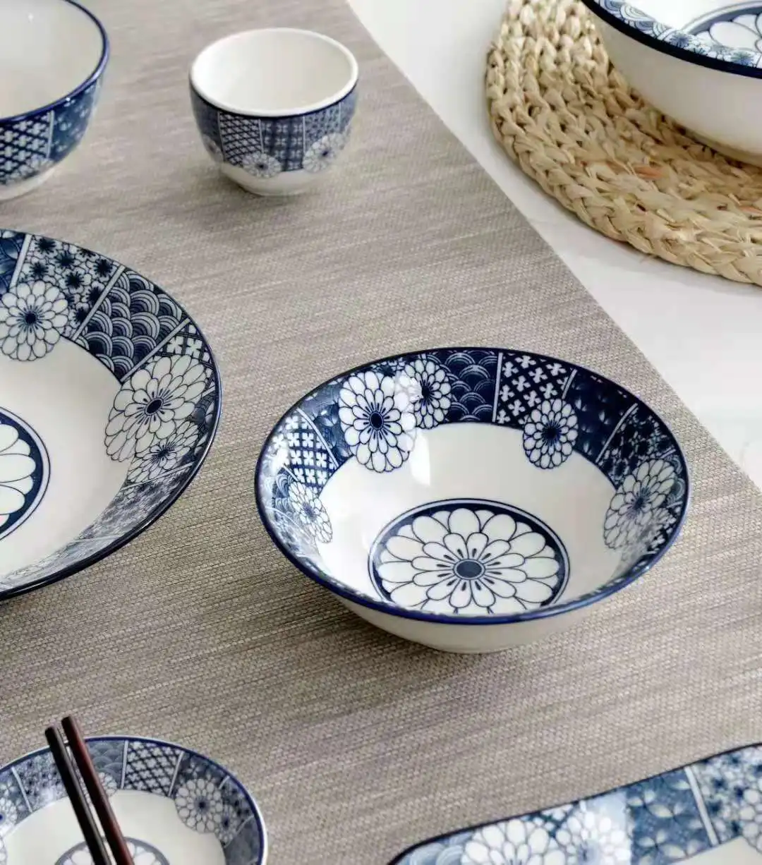 Blue and White Porcelain Plates Blue and White Ceramics Dining Plates Porcelain Blue and White