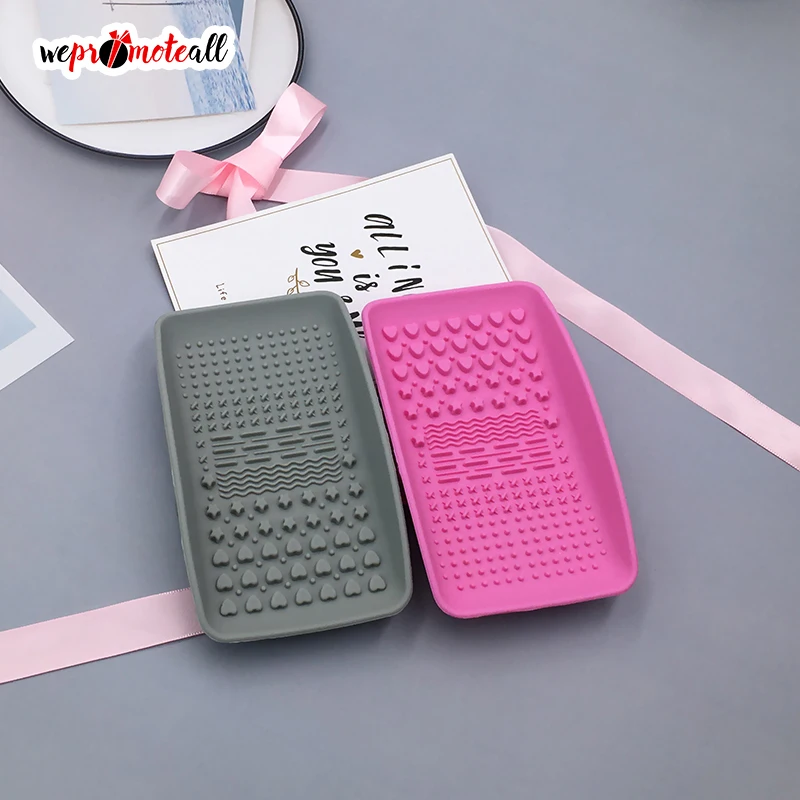 Wepromoteall Customized Brush Cleaning Silicone Makeup Solution Handheld Square