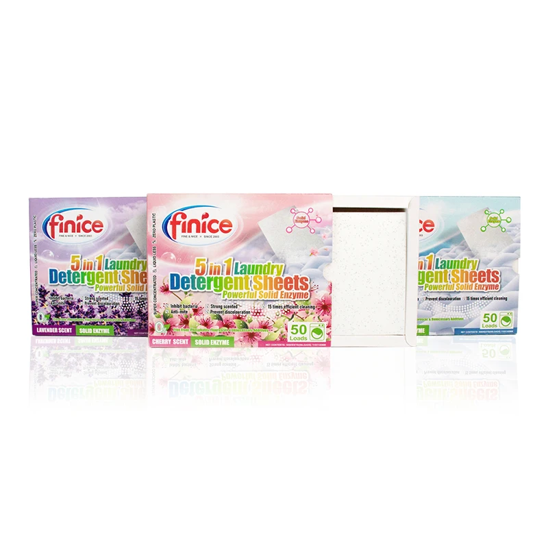 finice NEW style laundry strips cherry blossom Fragrance laundry detergent sheets with solid active anzyme