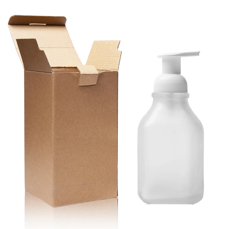 16oz Square Frosted Glass Foaming Soap Bottle With Silver Pump