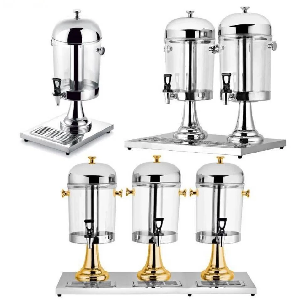 Stainless Steel Juice Dispenser Hot Cold Drink Dispenser with Ice Container and Drip Trays for Parties Buffet Catering Beer