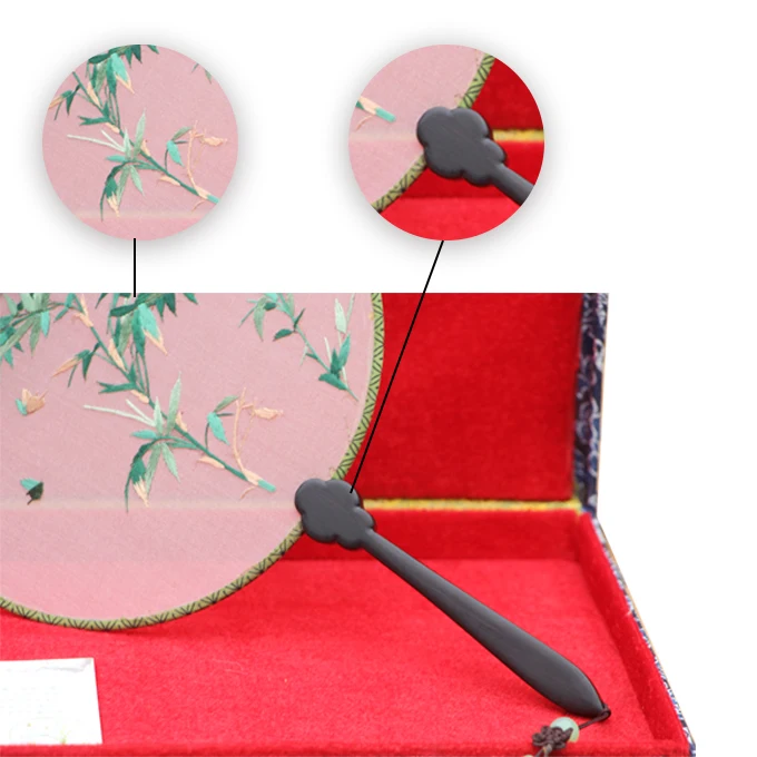 Shu Embroidery Double-sided embroidery fan-Bamboo Chinese Intangible Cultural Heritage