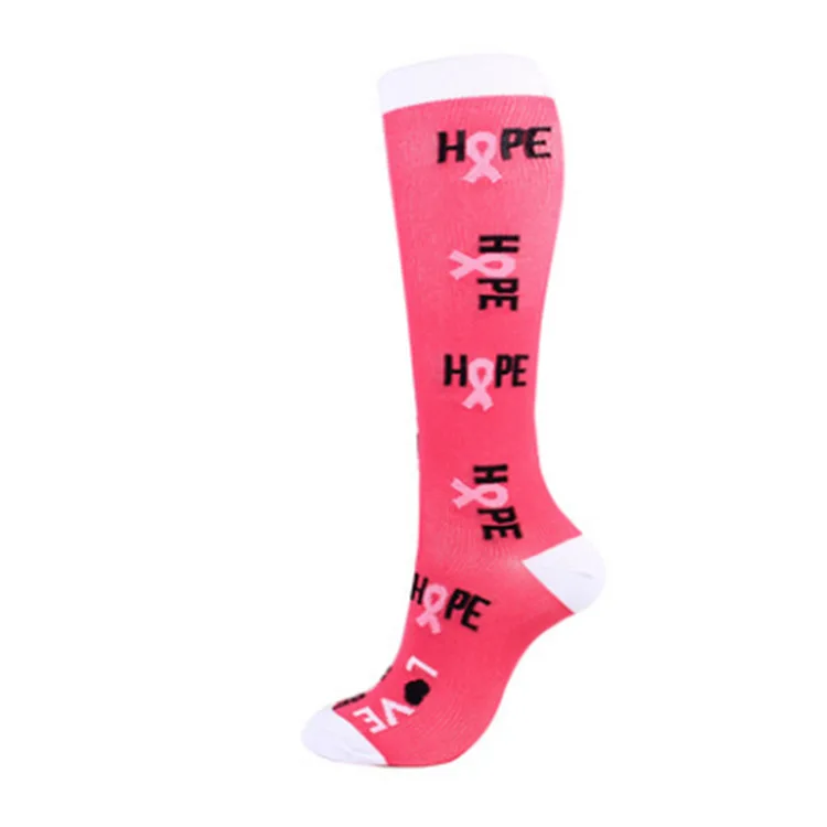 JX-II-0763 pink ribbon socks breast cancer awareness socks pink breast cancer socks