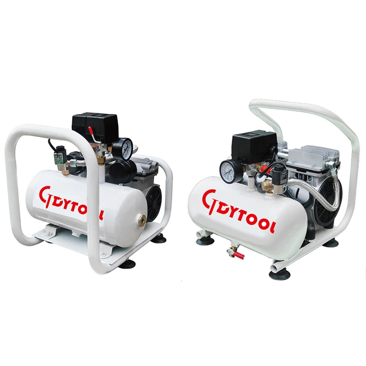 Silent air compressor, Portable Oil Free low noise High Efficiency 550w/50HZ Quiet air Compressor 6L for medical GDY601-6L