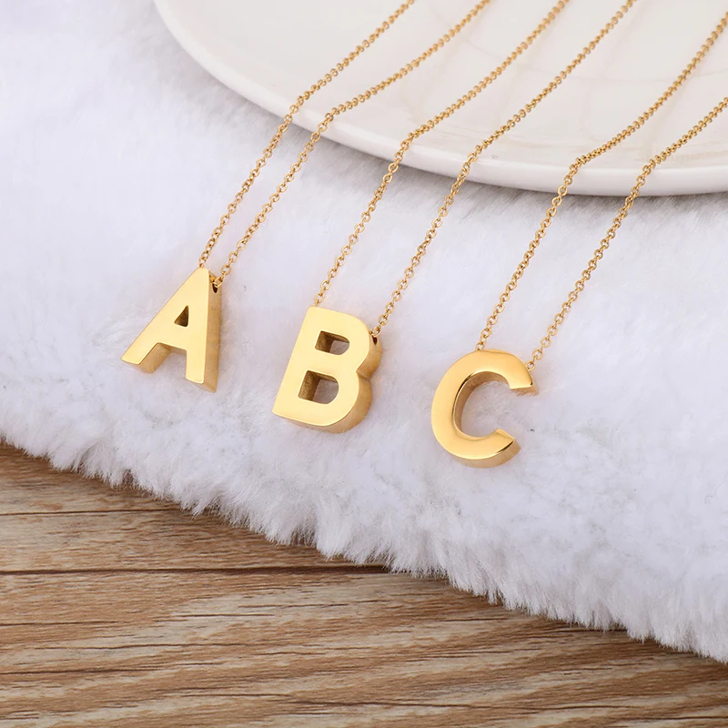 Kalen Customized Jewelry Silver 18k Gold Plated Women Charms Stainless Steel Alphabet Letter Initial Necklace Pendant